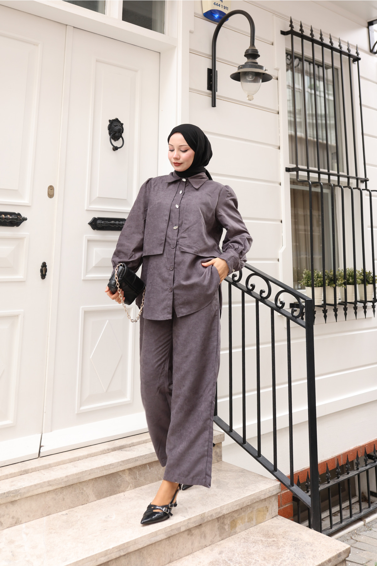 Antrasit Süet Pantolon Takım 2270